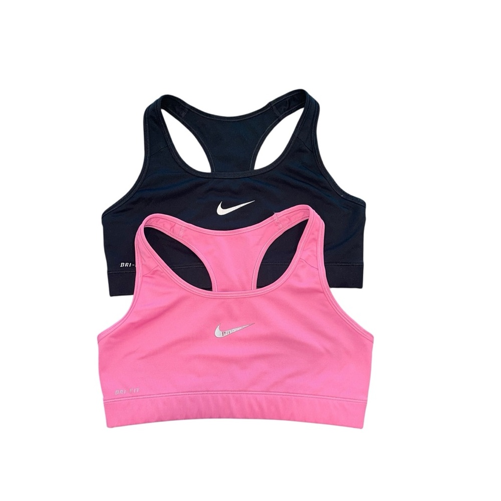 Nike Black and Pink Medium-Support Sports Bras